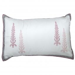 Juniper Silk-Cotton Pillow Case - Ivory/Wine